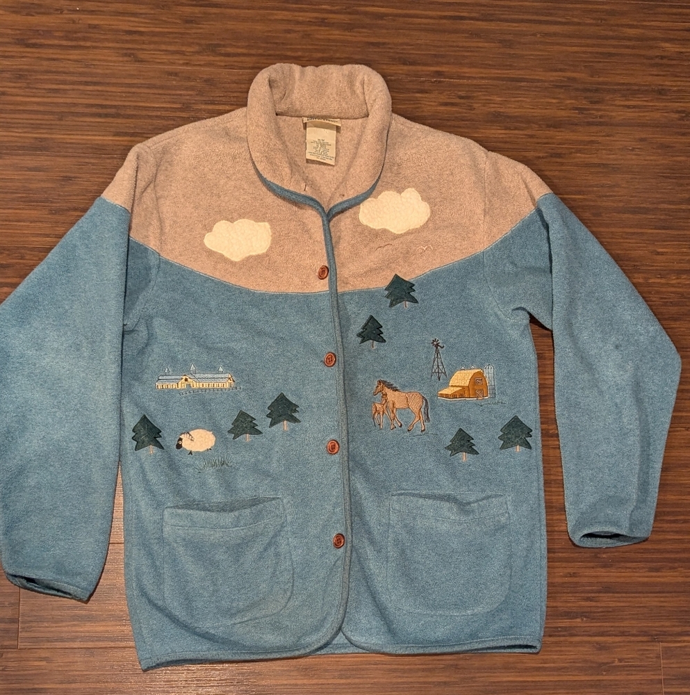 Northern Reflections Blue and Beige Nature Cardigan - Picture 1 of 5